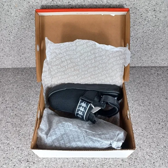 Kappa Slip On Velcro Strap Children Black Sandals Shoes