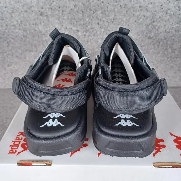 Kappa Slip On Velcro Strap Children Black Sandals Shoes
