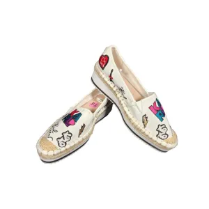 Karl Lagerfeld Paris Bina Patch L21 White/ Multi-color Women Slip-On Size 5.5