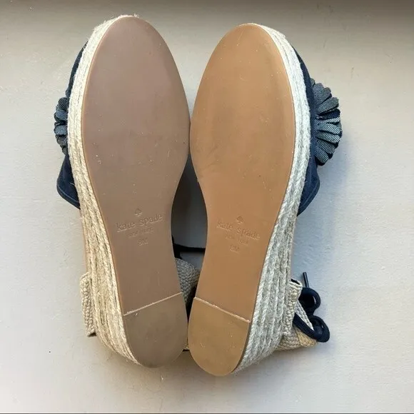 Kate Spade New York Espadrille Wedge Heeled Sandals Ankle Strap Women’s 8 New