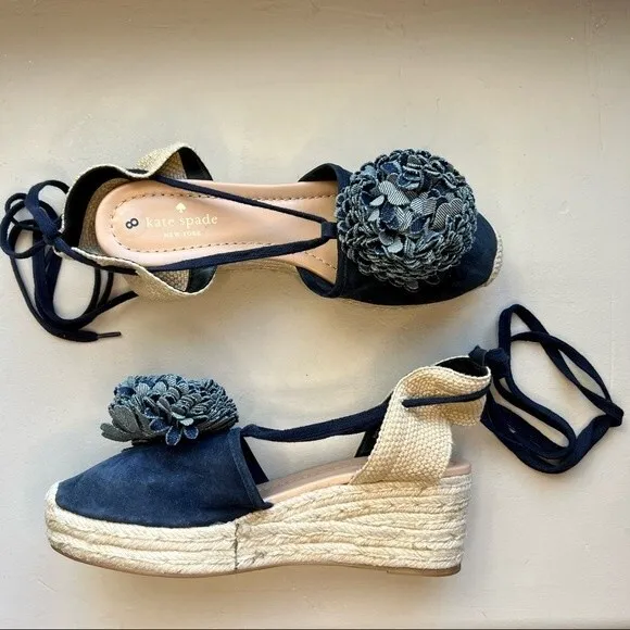Kate Spade New York Espadrille Wedge Heeled Sandals Ankle Strap Women’s 8 New