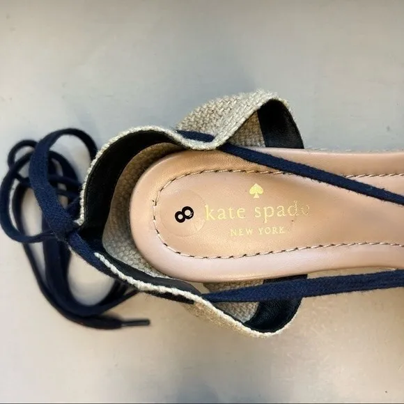 Kate Spade New York Espadrille Wedge Heeled Sandals Ankle Strap Women’s 8 New