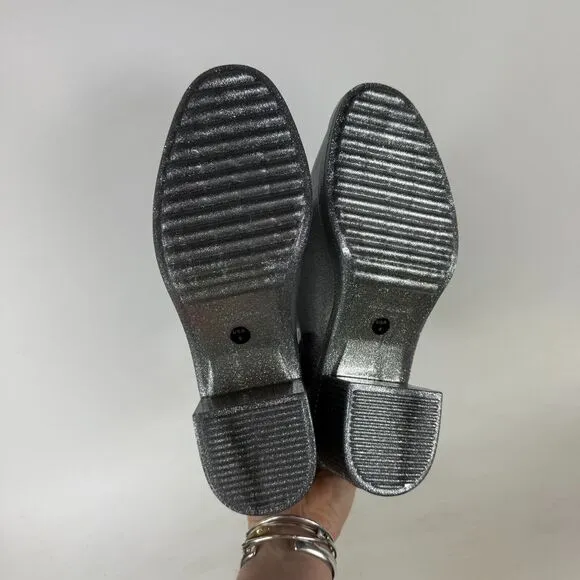 Kate Spade New York Women's 9 Puddle Rain Waterproof Booties Silver Glitter