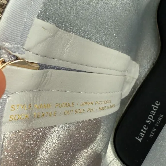 Kate Spade New York Women's 9 Puddle Rain Waterproof Booties Silver Glitter