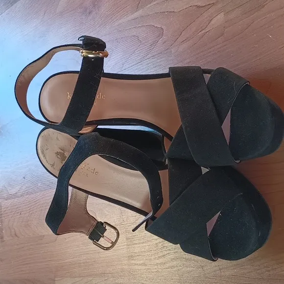 Kate Spade shoes black heel sandals EUC size 9