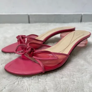 Kate Spade Women's Pink Bow Tie Lucite Kitten Heel Sandals Shoes Size 8.5