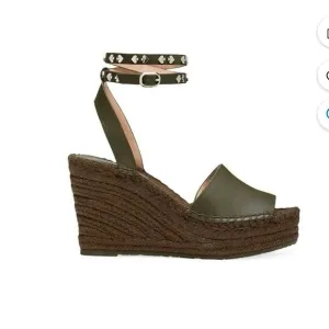 Kate Spade New York Size 8 Green  Wedge Sandals Espadrille Leather studs