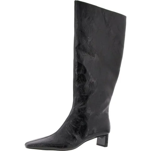 Katy Perry Womens The Wandering Black Zipper Faux Leather Knee-High Boots New