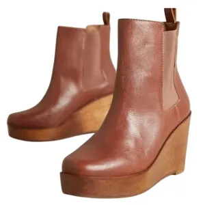 Kelsi Dagger Brooklyn Ubel Chelsea Platform Wedge Boots Platform Brown Size 7.5