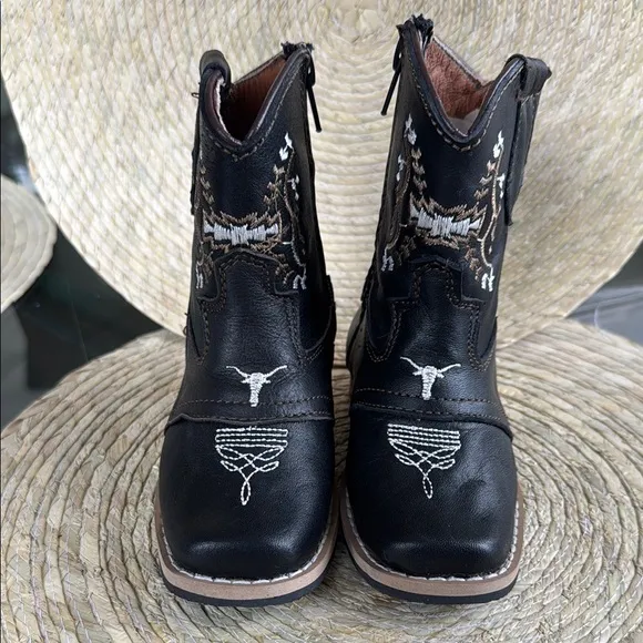 Kids Black Western Boots