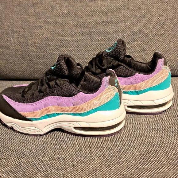 Kids Nike Air Max 95 Sneakers Size 11C Black Purple Teal