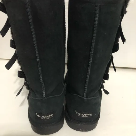 Koolaburra Ugg Black Victoria tall boots girls‎ size 4 bows suede style 1020171