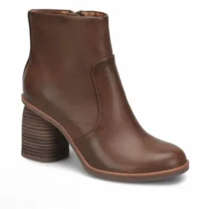 Korks Destiny Block Heel Brown Round Toe‎ Boots Booties 9.5M