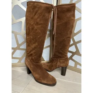 KORS MICHAEL KNEE HIGH HEEL BROWN SUEDE LEATHER Tall BOOTS ITALY sz 10 M