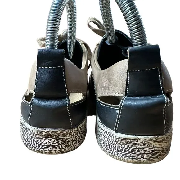 L' Artiste Shoes Womens Size 36 EU/ 6 US Black Taupe Porscha Lace Up‎ Leather
