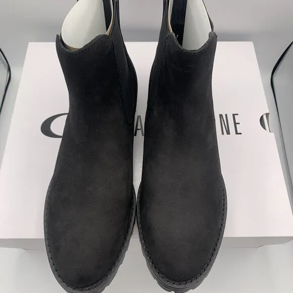 LA CANADIENNE COSNER Suede Leather Waterproof Chelsea Boot Black Size 9wide $525