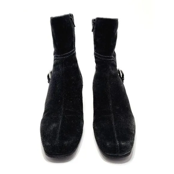 La Canadienne Finley Black Suede Wedge Comfort Ankle Boots Women's Size 8 M