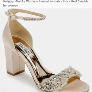 Ladies Size 10 Rhinestone and Satin Embellished Heeled Sandals