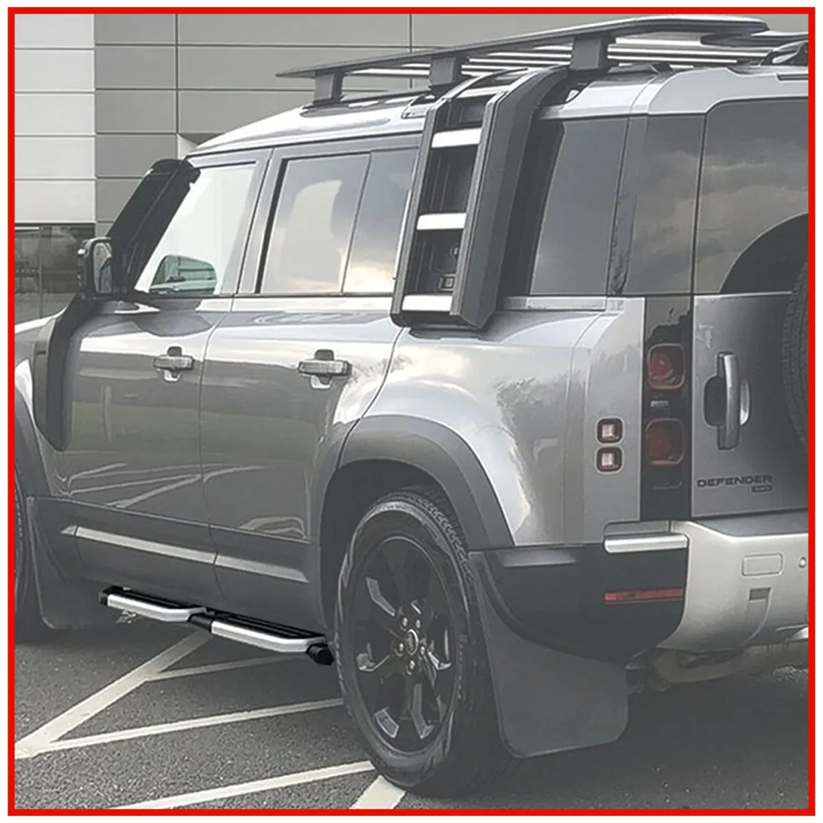 Land Rover Defender Side Stepper ( Side Foot Step ) || Black / Black And Silver