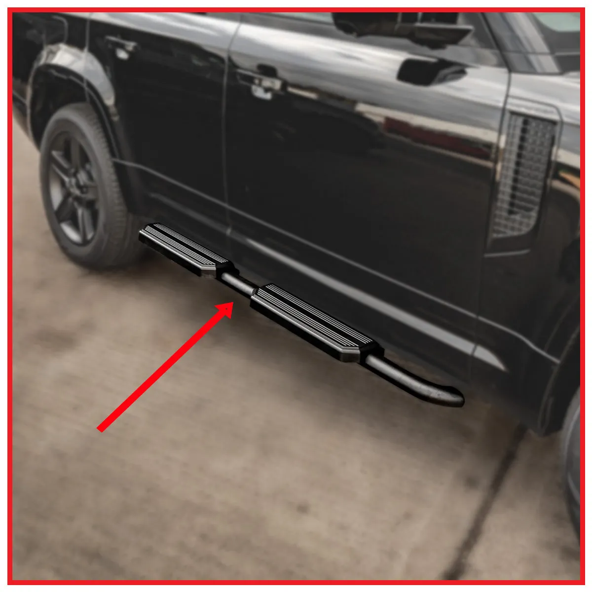 Land Rover Defender Side Stepper ( Side Foot Step ) || Black / Black And Silver
