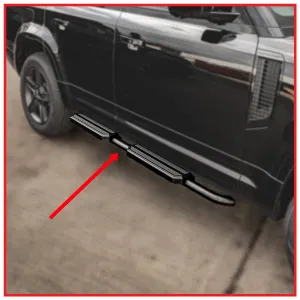 Land Rover Defender Side Stepper ( Side Foot Step ) || Black / Black And Silver