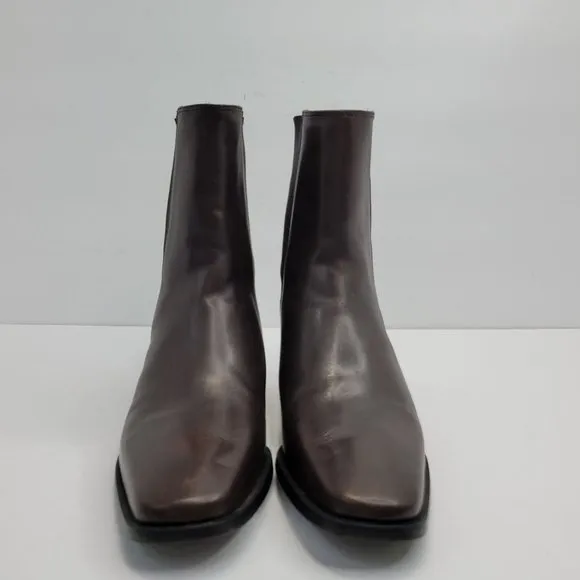 Lands End Chelsea Women's Slip On Leather Boots Brown 86147 US Size 8B