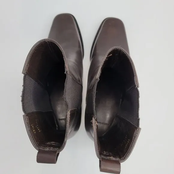 Lands End Chelsea Women's Slip On Leather Boots Brown 86147 US Size 8B