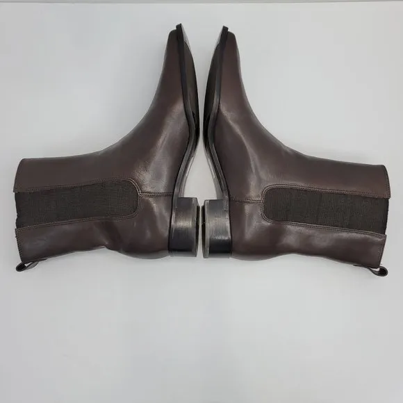 Lands End Chelsea Women's Slip On Leather Boots Brown 86147 US Size 8B
