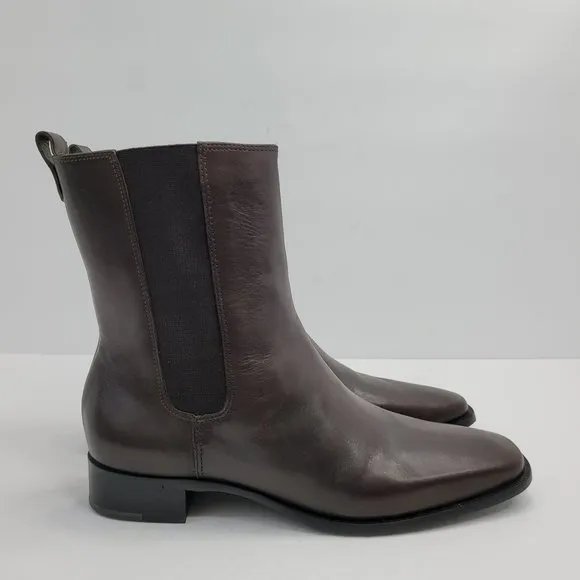 Lands End Chelsea Women's Slip On Leather Boots Brown 86147 US Size 8B