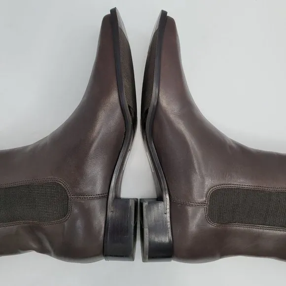 Lands End Chelsea Women's Slip On Leather Boots Brown 86147 US Size 8B