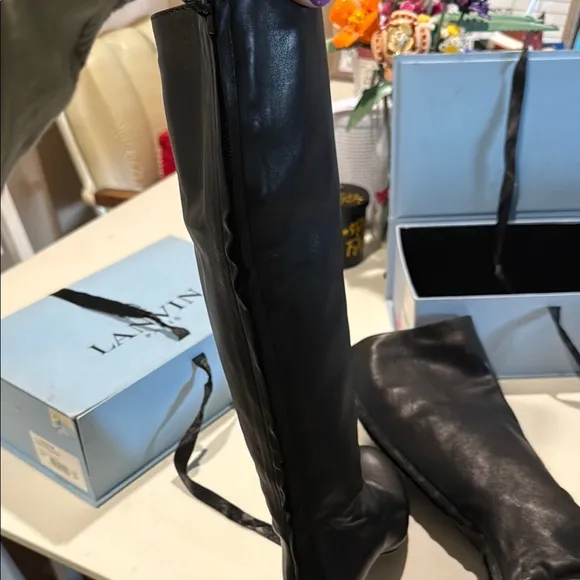 🪩Lanvin Elegant Black Knee-High Women's Boots