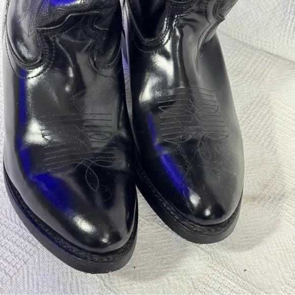 Laredo Men’s 10.5 D Black Leather Western Cowboy Boots Embroidered EUC