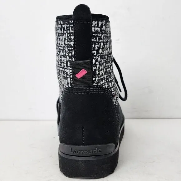 LARROUDE Suede Tweed Pattern Combat Boots, Women's 11