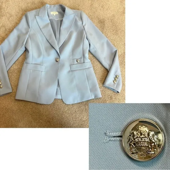 Laura baby blue single breasted tailored fitted blazer jacket Sz 8 NWOT