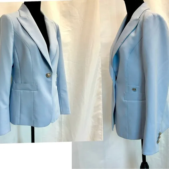 Laura baby blue single breasted tailored fitted blazer jacket Sz 8 NWOT