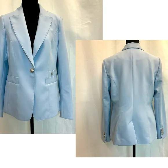 Laura baby blue single breasted tailored fitted blazer jacket Sz 8 NWOT