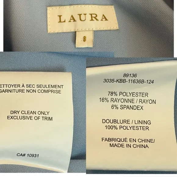 Laura baby blue single breasted tailored fitted blazer jacket Sz 8 NWOT