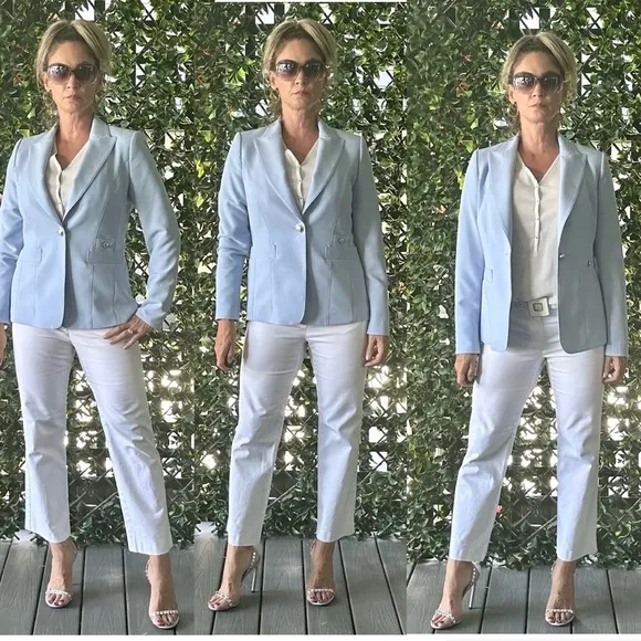Laura baby blue single breasted tailored fitted blazer jacket Sz 8 NWOT