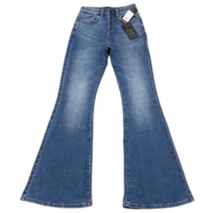 Lee Vintage Modern High Rise Flare Jeans 26x33 NWT Stretch Distressed Denim