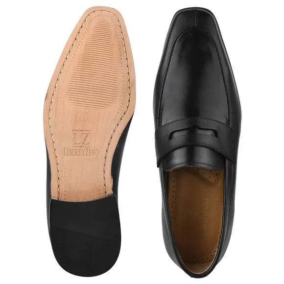 LIBERTYZENO Mens Genuine Leather Loafers and Slip On Shoes