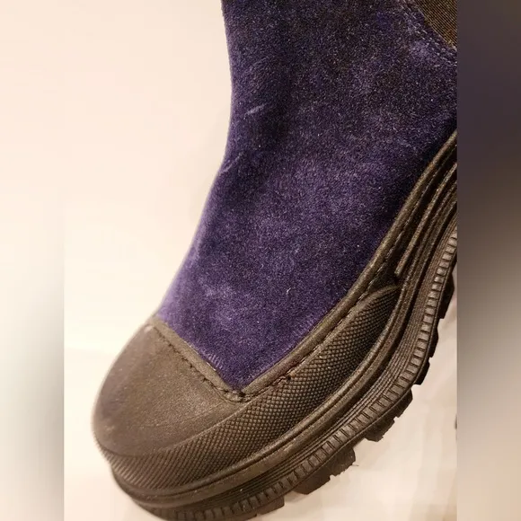 LIFE Women's Italian Blue &amp; Black Suede Platform ChelseaBoots Size 6.5 /37