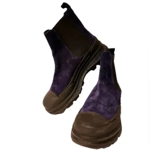 LIFE Women's Italian Blue &amp; Black Suede Platform ChelseaBoots Size 6.5 /37
