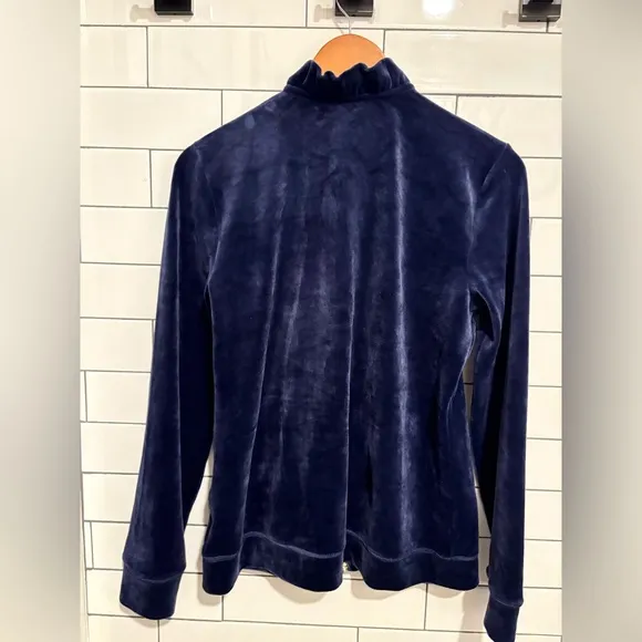 Lilly Pulitzer Jayla navy velour ruffle neck Jacket M