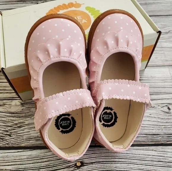 Livie and Luca Ruche Mary Jane Shoes Pink Polka Dot Color NIB
