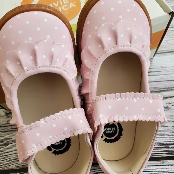 Livie and Luca Ruche Mary Jane Shoes Pink Polka Dot Color NIB