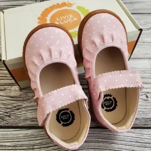 Livie and Luca Ruche Mary Jane Shoes Pink Polka Dot Color NIB