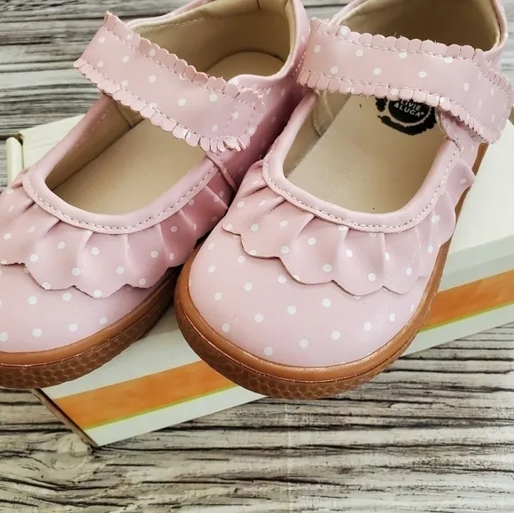 Livie and Luca Ruche Mary Jane Shoes Pink Polka Dot Color NIB