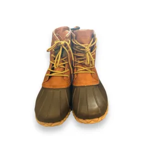 London Fog Seth Duck Boots Brown Duo Toned Yellow Lace 8 1/2