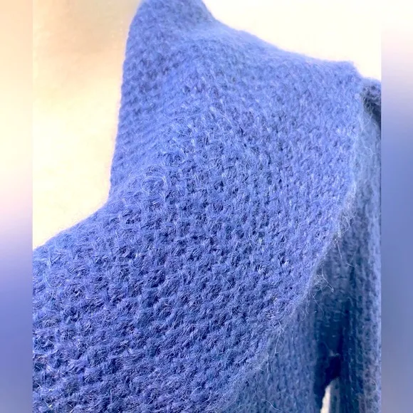 Long Mohair Ann Taylor- blue/purpe cowl neck soft and cozy long sweater..Size M.