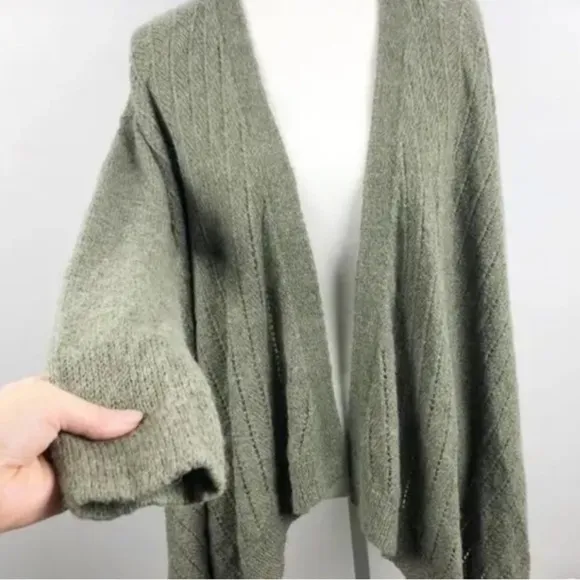 Lou &amp; grey On Point Sage green Pointelle Open front WaterfallCardigan sweater